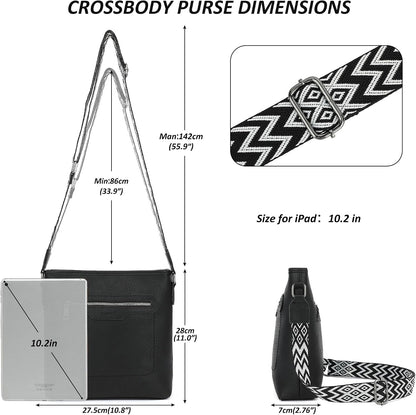 Women's black vegan leather crossbody bag