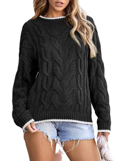 Women's cable knit crewneck sweater