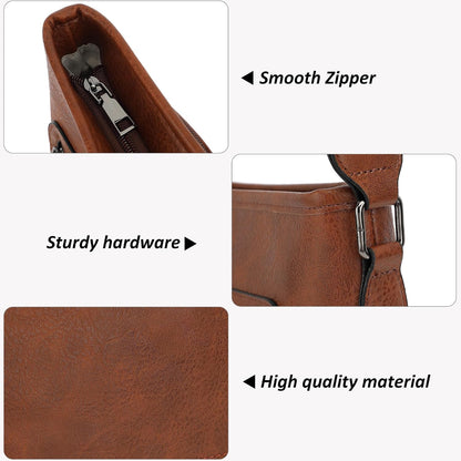 Women's brown vegan leather crossbody bag