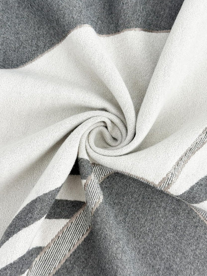 Reversible pashmina shawl wrap in dark grey and white
