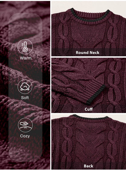Women's cable knit crewneck sweater