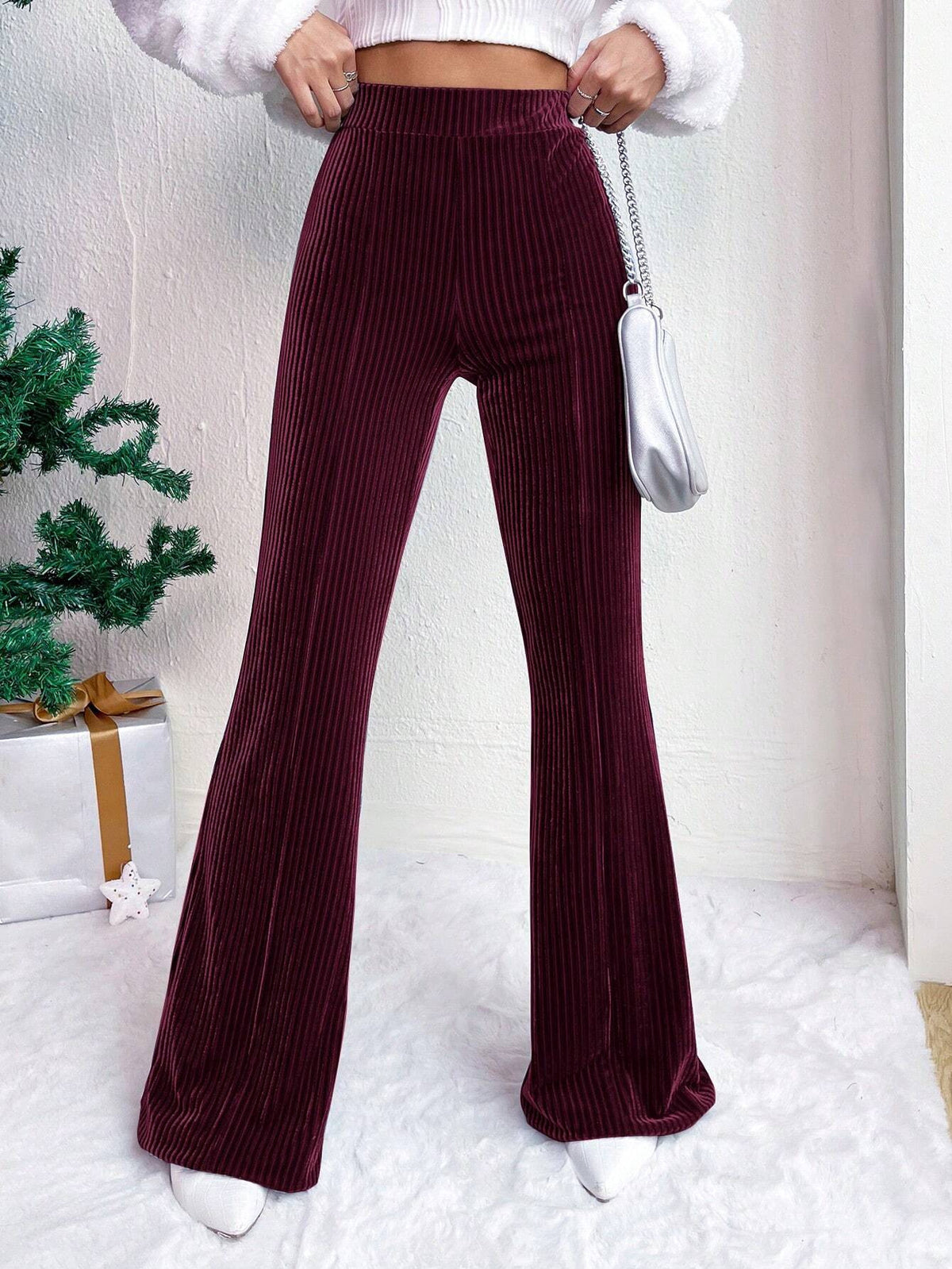 Women's high waist corduroy flare pants