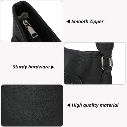 Women's black vegan leather crossbody bag
