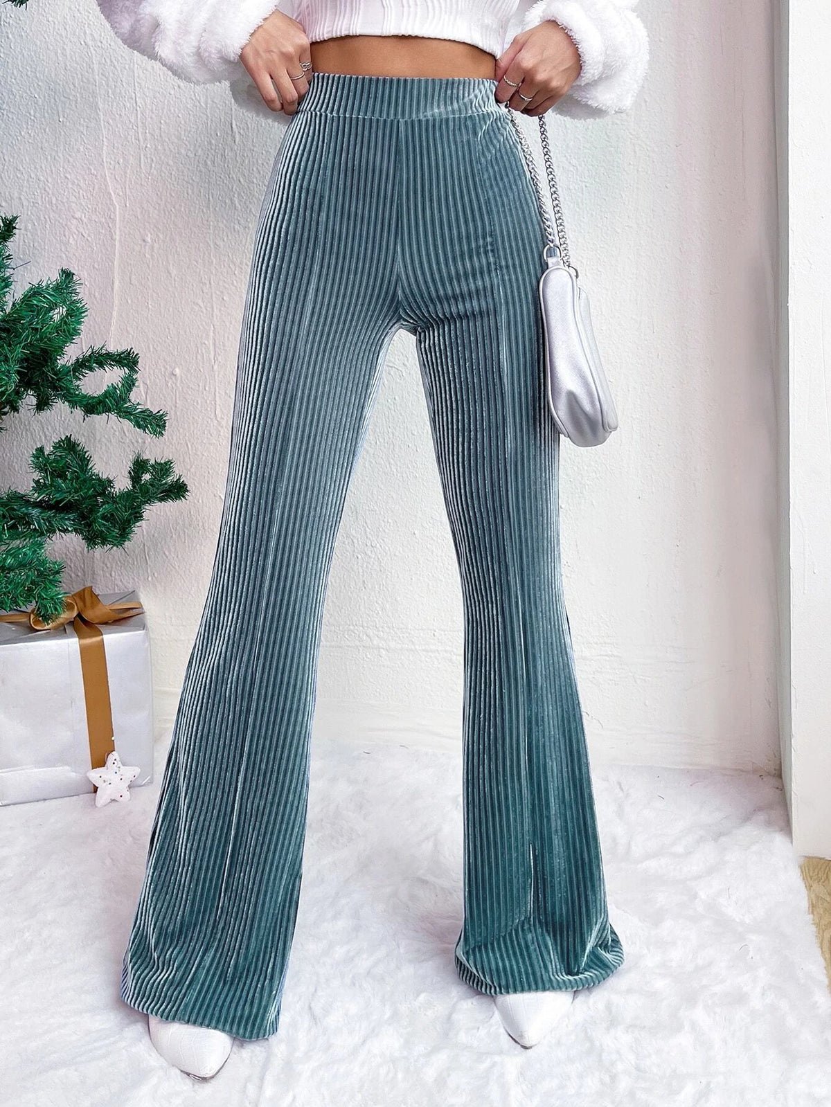 Women's high waist corduroy flare pants