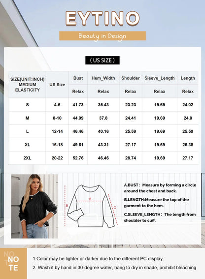 Women's cable knit crewneck sweater