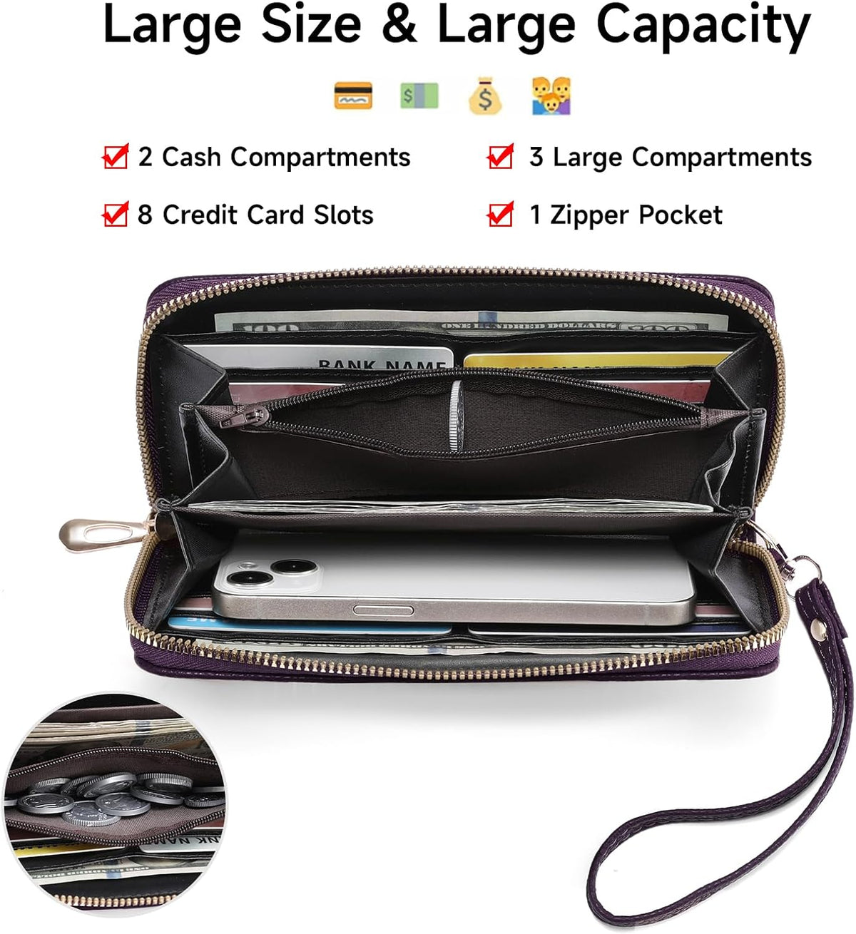Women's RFID blocking wristlet wallet