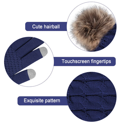 Women's winter beanie, scarf and gloves set