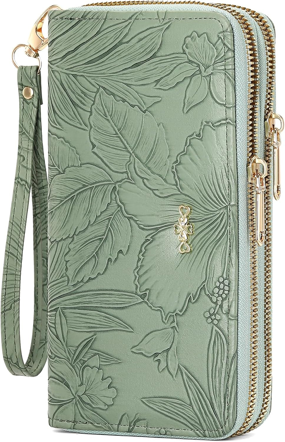 Women's RFID blocking wristlet wallet in green