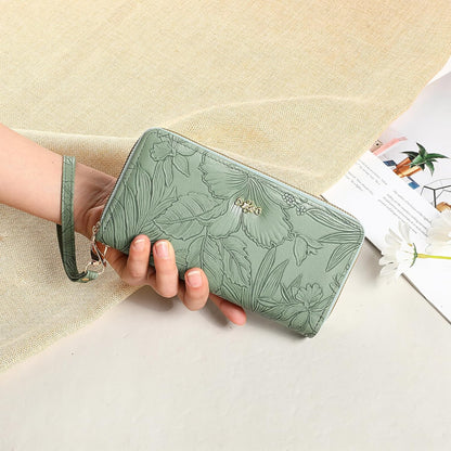 Women's RFID blocking wristlet wallet in green