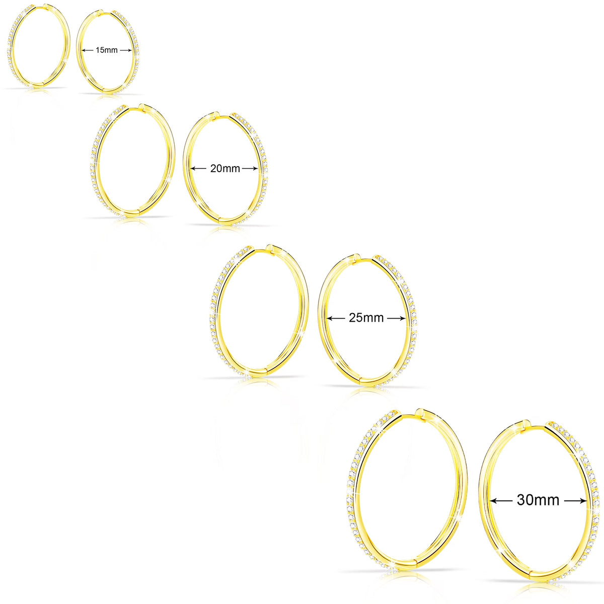 18K gold plated hoop earrings set for women