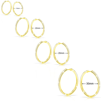 18K gold plated hoop earrings set for women