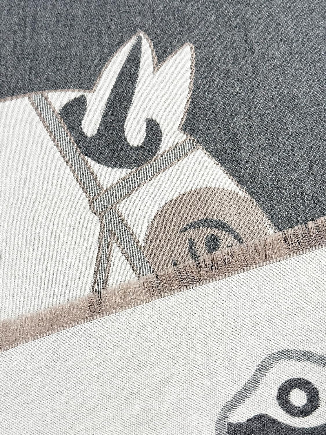 Reversible pashmina shawl wrap in dark grey and white