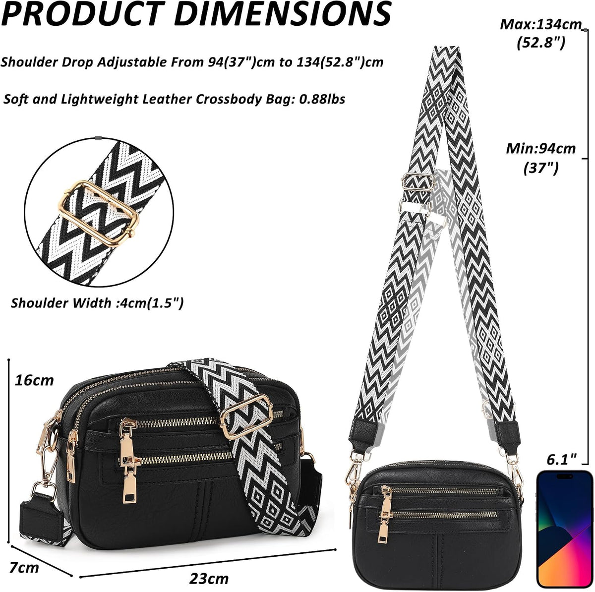 Women's multi-pocket crossbody bag