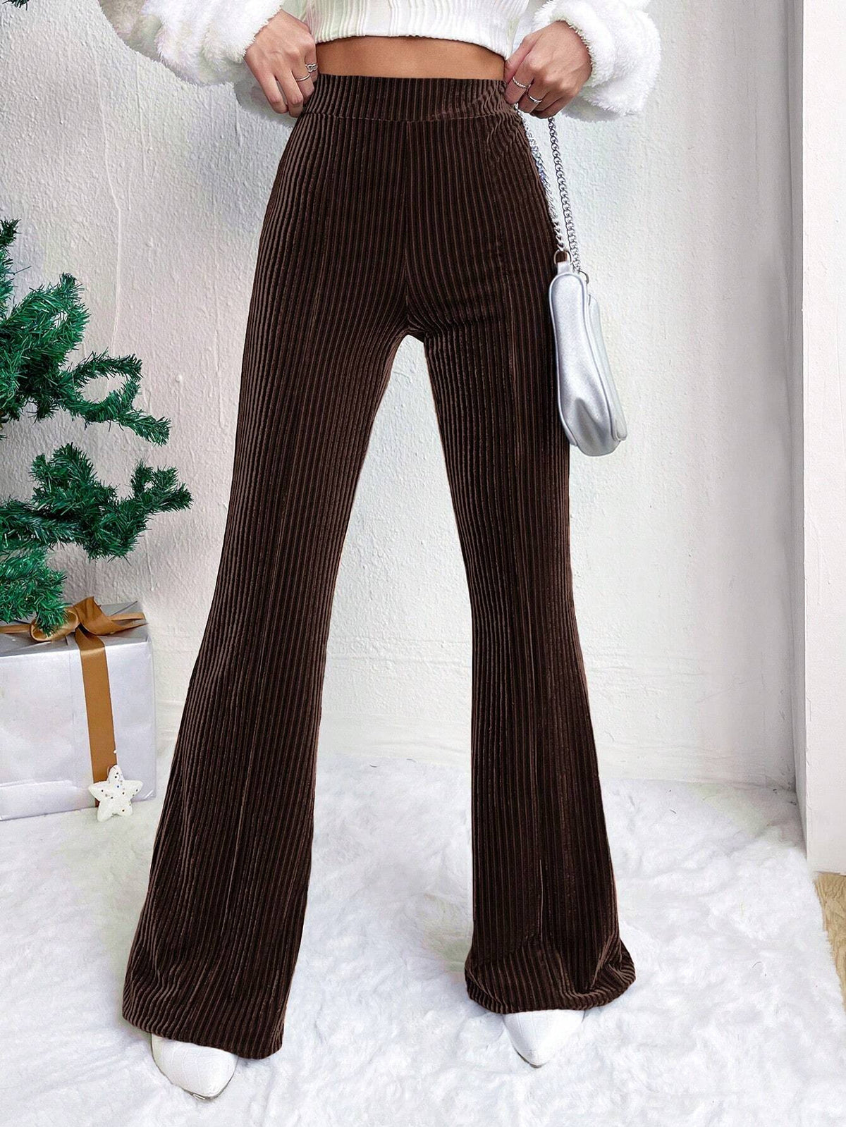 Women's high waist corduroy flare pants