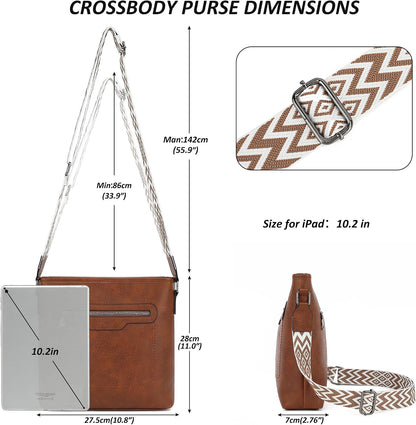 Women's brown vegan leather crossbody bag