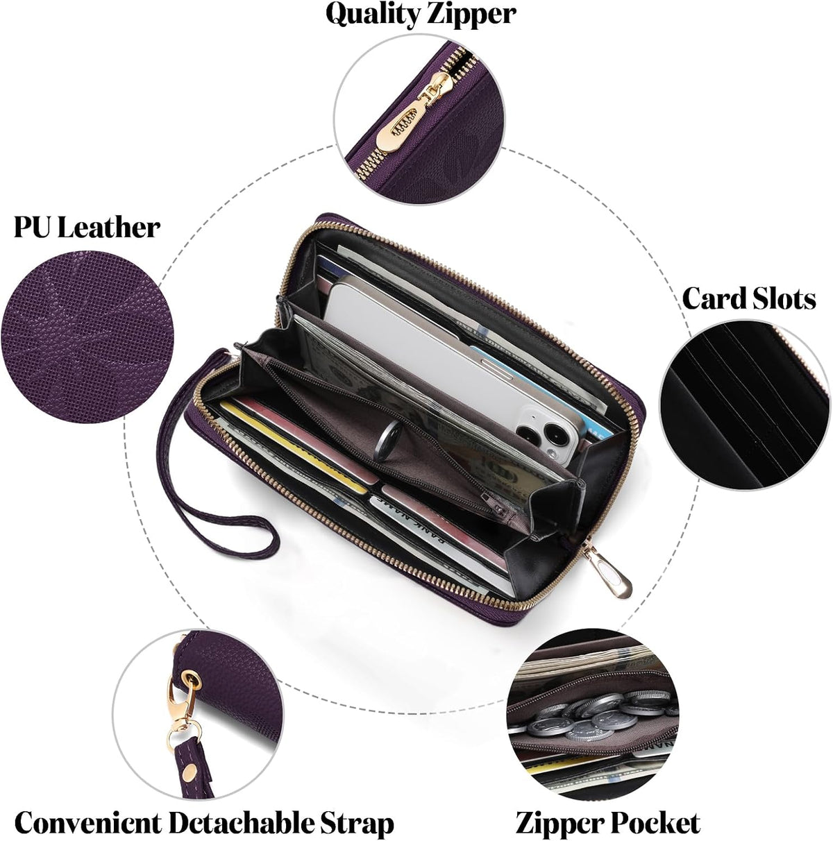 Women's RFID blocking wristlet wallet