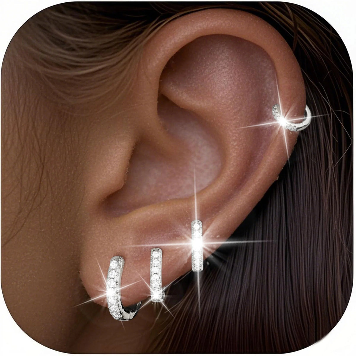 18K gold plated hoop earrings set for women