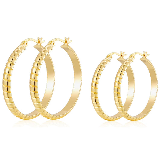 18K gold plated hoop earrings set for women