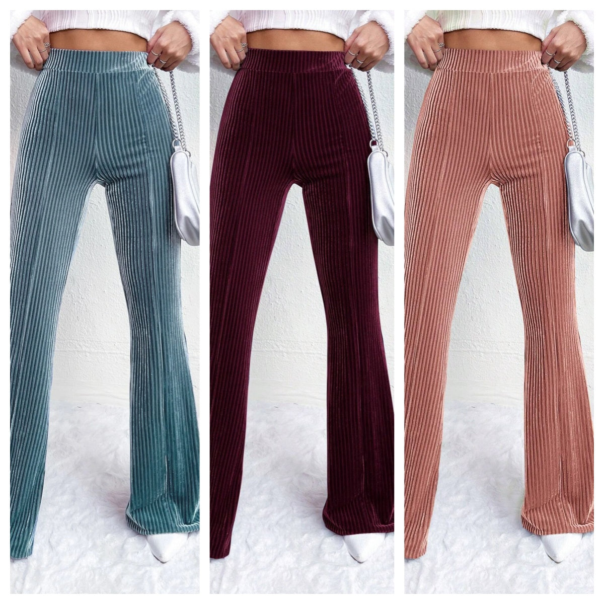 Women's high waist corduroy flare pants