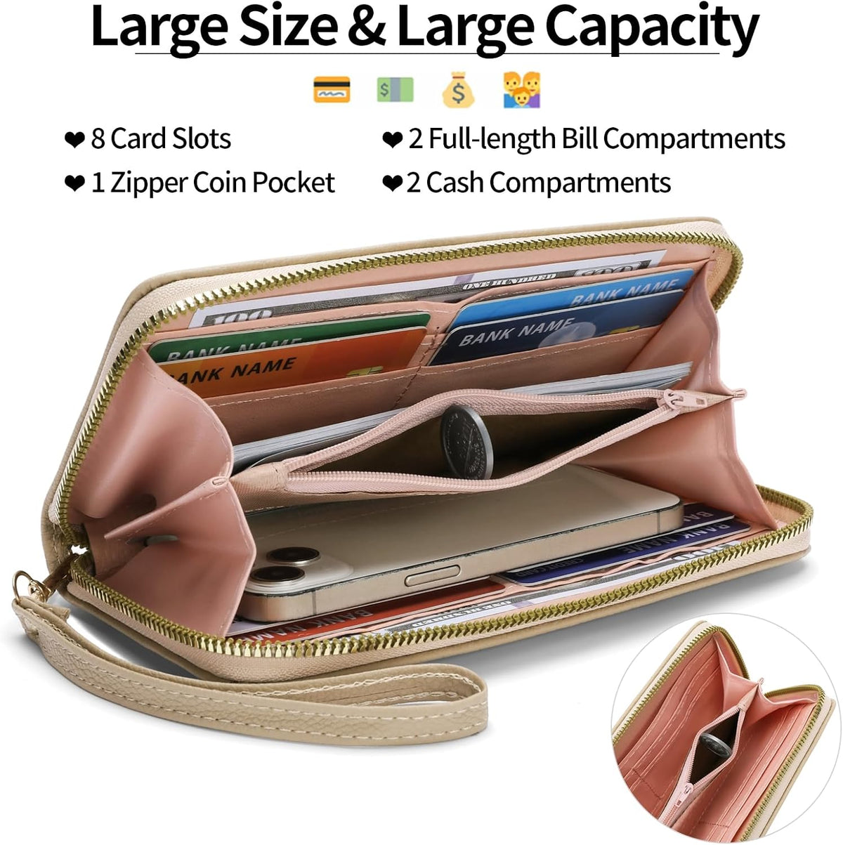 Women's RFID blocking wristlet wallet
