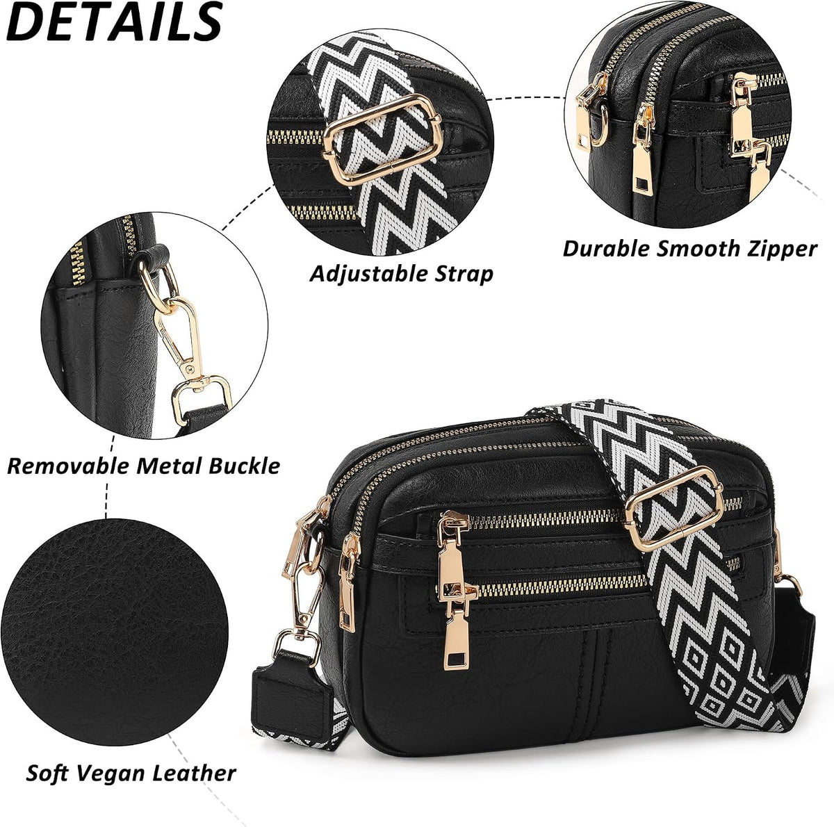 Women's multi-pocket crossbody bag