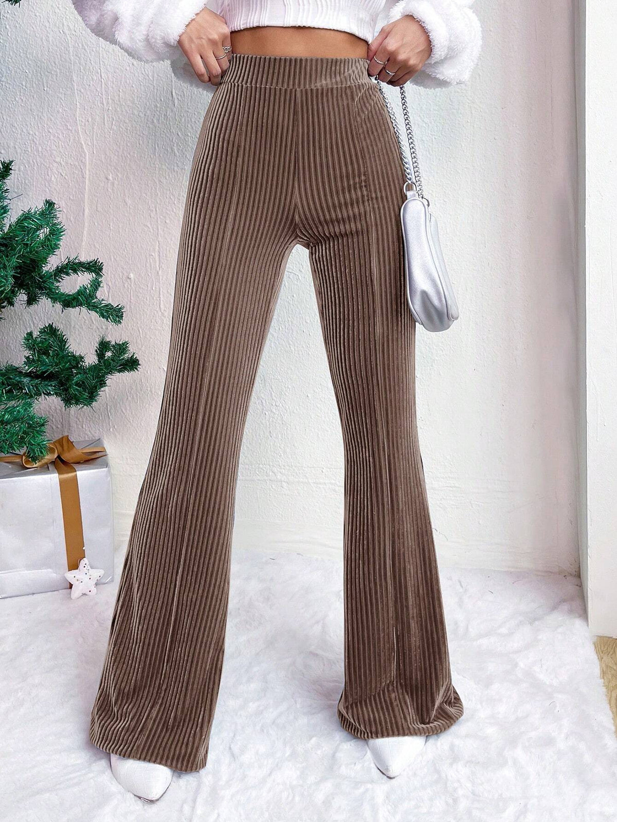 Women's high waist corduroy flare pants