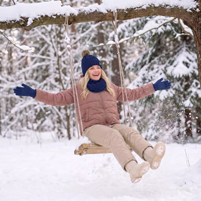 Women's winter beanie, scarf and gloves set
